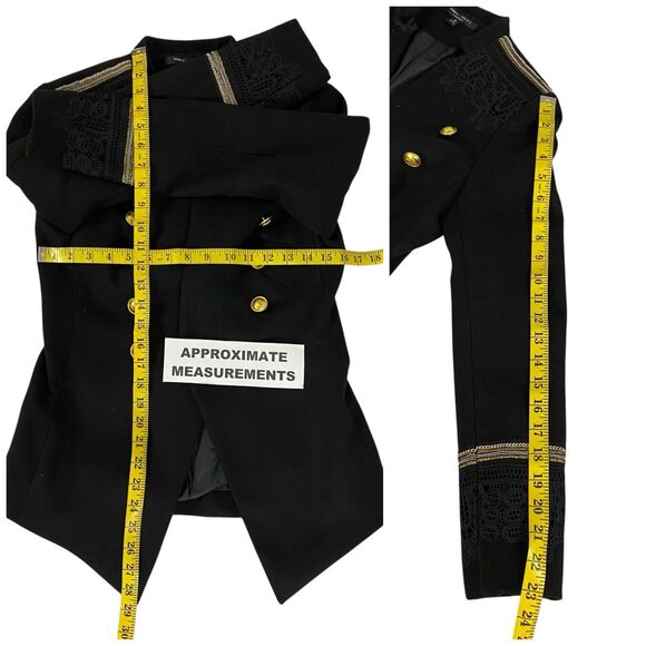 Romeo Juliet Blazer Womens Sz 4 Black Jacket Office Military Toy Soldier Office - Picture 2 of 16